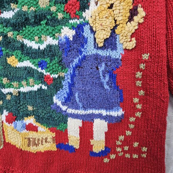 Vintage Private Collection Sweater Womens 24 Holiday Tree Scene Christmas 90s - Picture 2 of 7